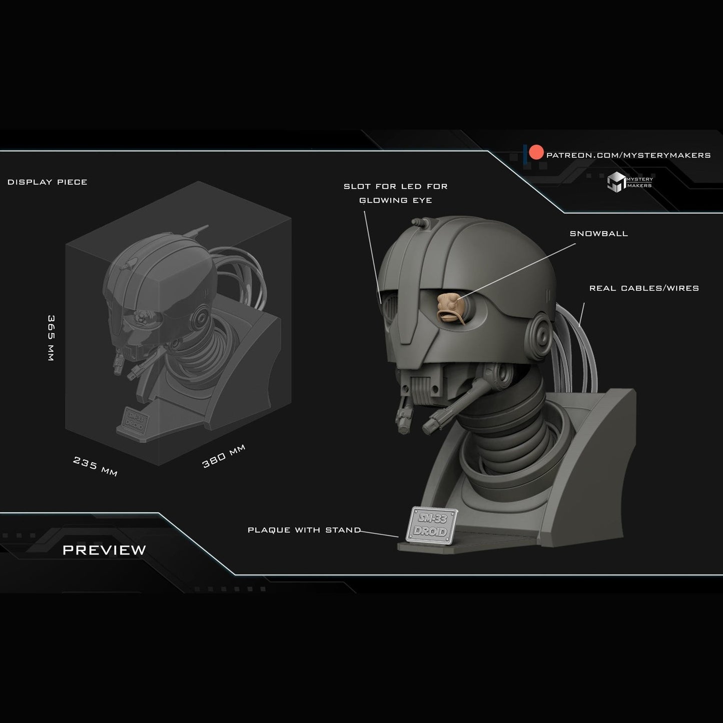 SM33 droid skeleton crew bust diy kit or fully painted/assembled 3d print