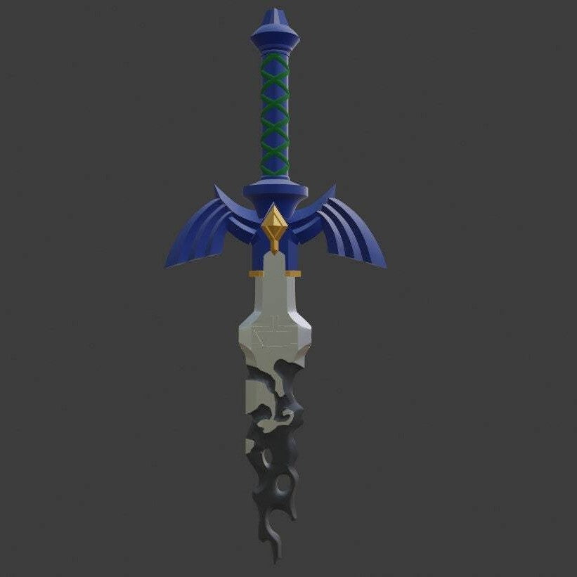 Zelda Tears of the Kingdom Corrupted broken Master Sword lifesize with lights