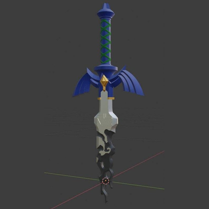 Zelda Tears of the Kingdom Corrupted broken Master Sword lifesize with lights