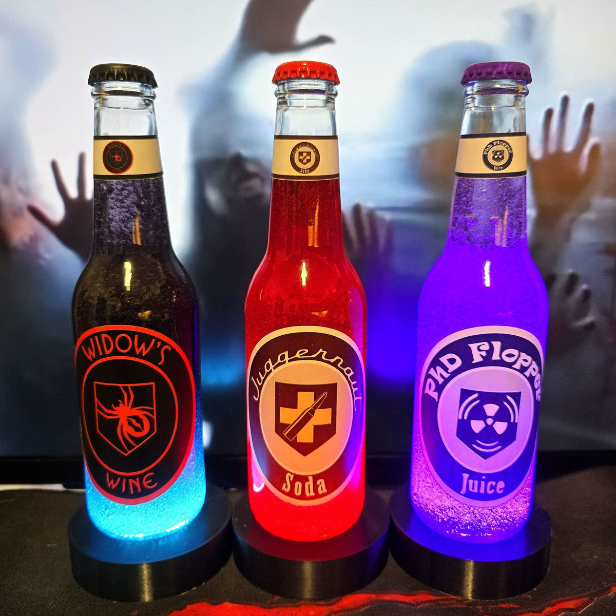 Call of Duty Zombies Perk-a-Cola handmade collectible bottle waterproof decal close-up