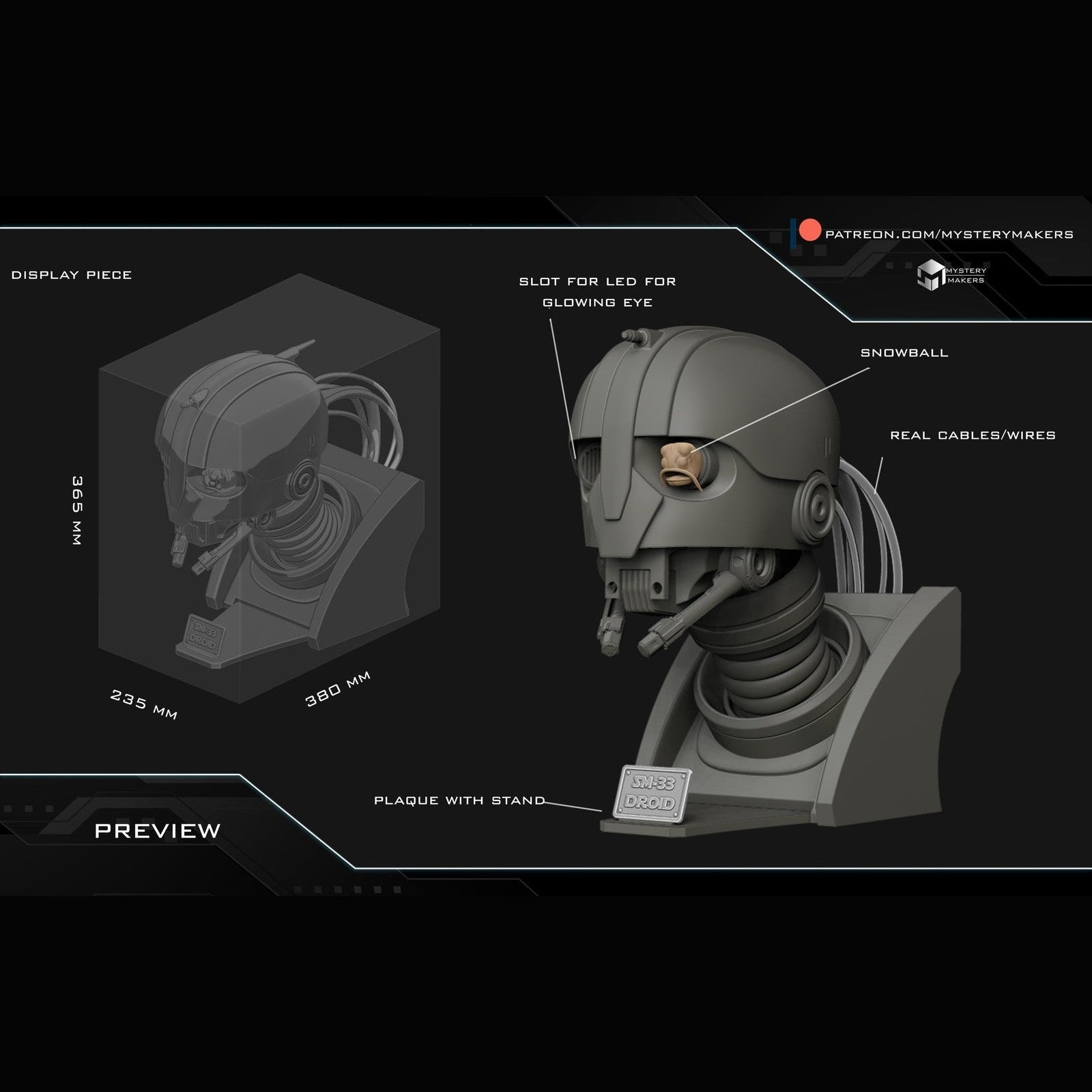 SM33 droid skeleton crew bust diy kit or fully painted/assembled 3d print
