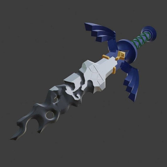 Zelda Tears of the Kingdom Corrupted broken Master Sword lifesize with lights